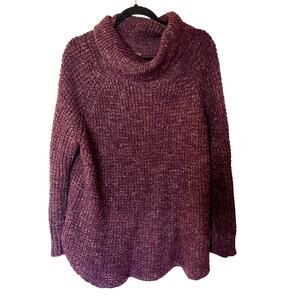 Free People Oversized Marled Wool Blend Cowl Neck Sweater Red/Purple SZ M